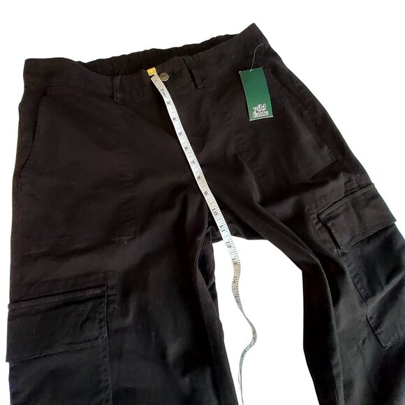 Wild Fable Black Cargo Pants M Elastic Waist Adjustable Hem 98% Cotton 2% Spande - Picture 3 of 14